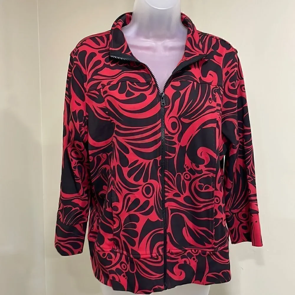 NWOT Ann Trinity Red/Black 2 piece jacket & shirt.  Size M med 8/10 100% cotton